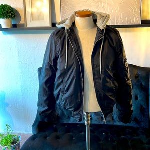 Light weight Jacket, Silver Zipper, Black and Light Gray